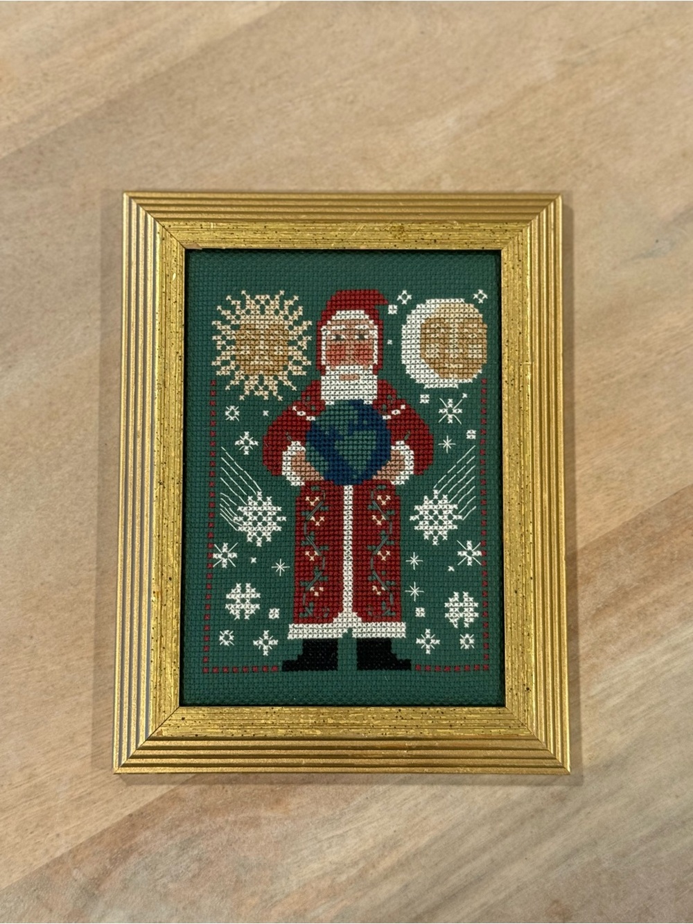 Christmas in July- Framed 1995 Santa Cross Stitch from the Prairie Schooler